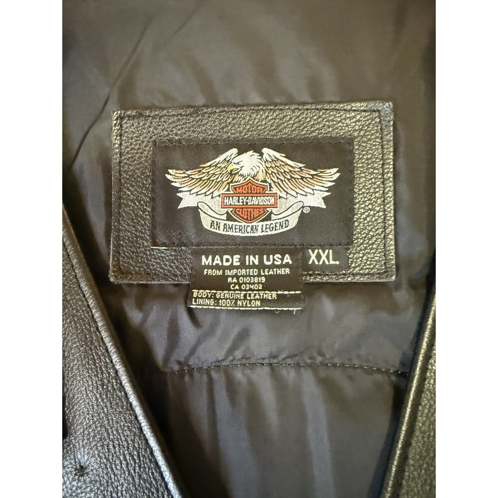 XXL Harley Davidson Leather Vest US Combat Veteran Navy POW Virginia Skull - Picture 3 of 16